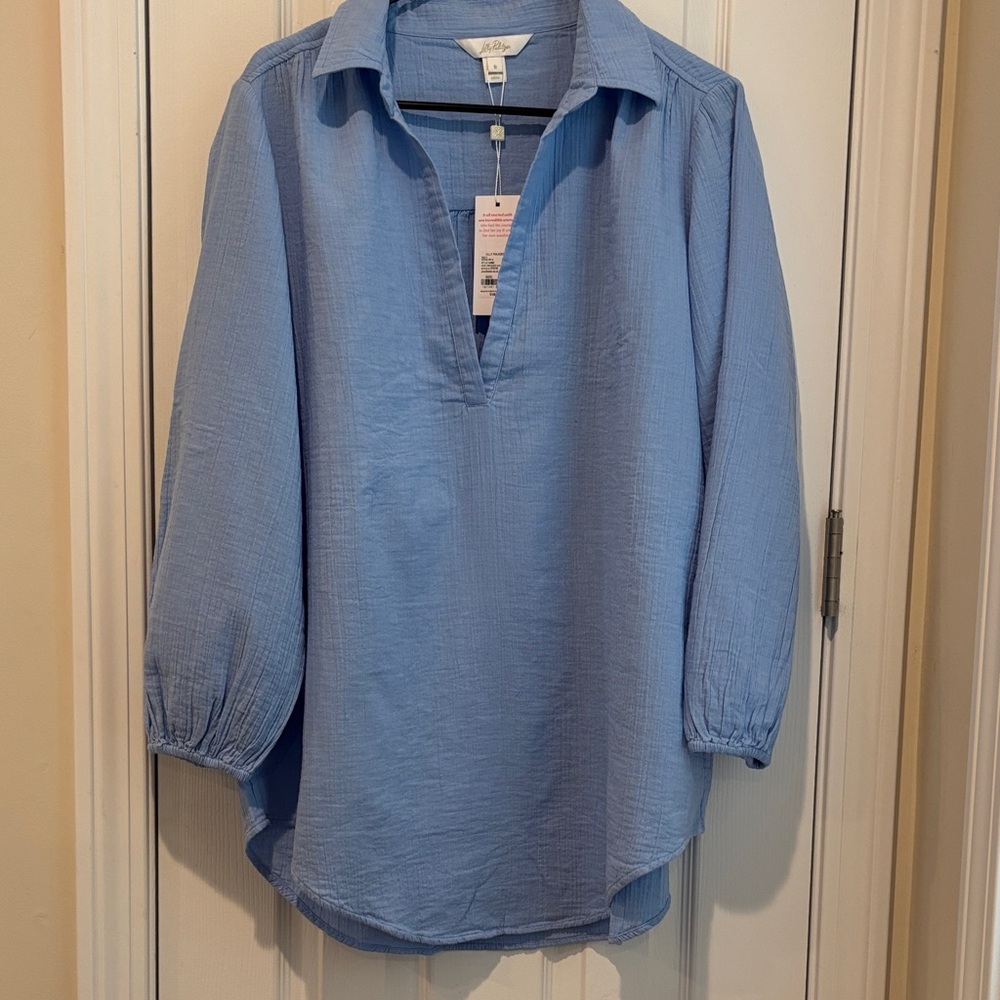 Lilly Pulitzer Light Blue Textured swim cover up.